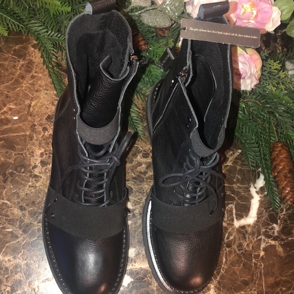 NEW. Made In Italy FABIANELLI Leather Combat Style Boots - Picture 9 of 13